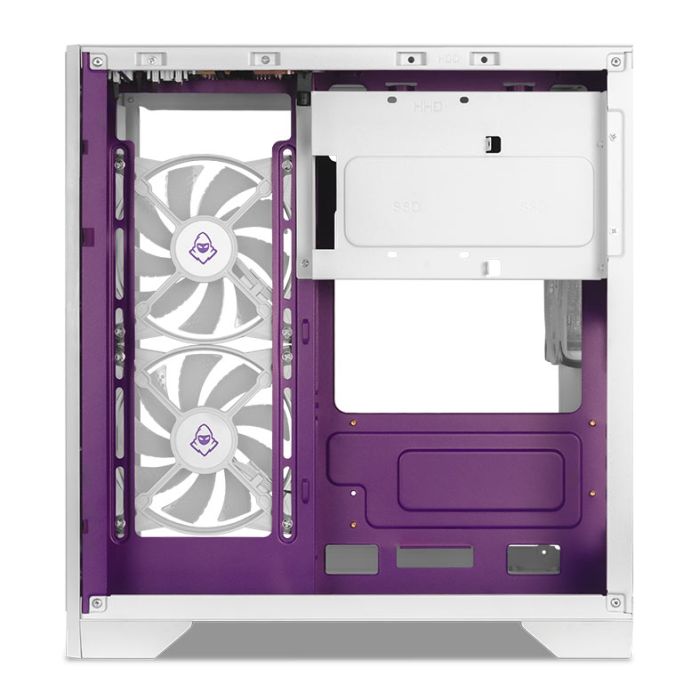 Gabinete Gamer Mancer CV100 Purple Edition, Mid-Tower, Lateral De Vidro, Com 3 Fans, Branco, MCR-CV100-PEW