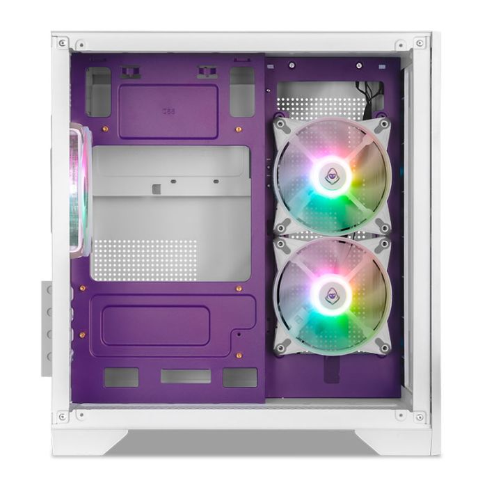 Gabinete Gamer Mancer CV100 Purple Edition, Mid-Tower, Lateral De Vidro, Com 3 Fans, Branco, MCR-CV100-PEW