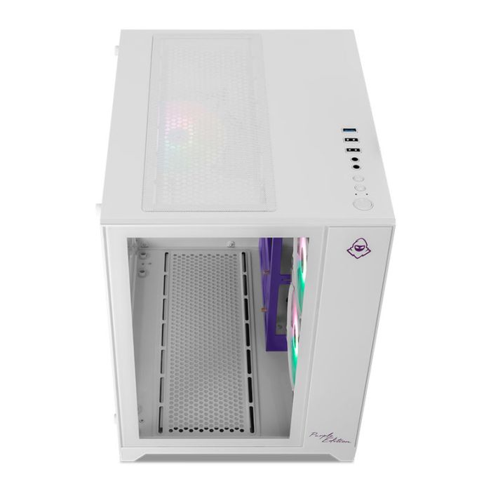 Gabinete Gamer Mancer CV100 Purple Edition, Mid-Tower, Lateral De Vidro, Com 3 Fans, Branco, MCR-CV100-PEW