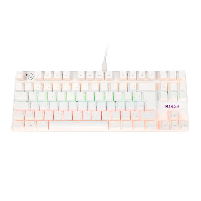 Teclado Mecanico Mancer Ghoul MK3, RGB, ABNT2, Switch Huano Vermelho, Branco, MCR-GHM3-WH01