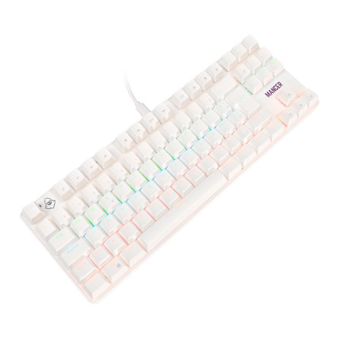 Teclado Mecanico Mancer Ghoul MK3, RGB, ABNT2, Switch Huano Vermelho, Branco, MCR-GHM3-WH01