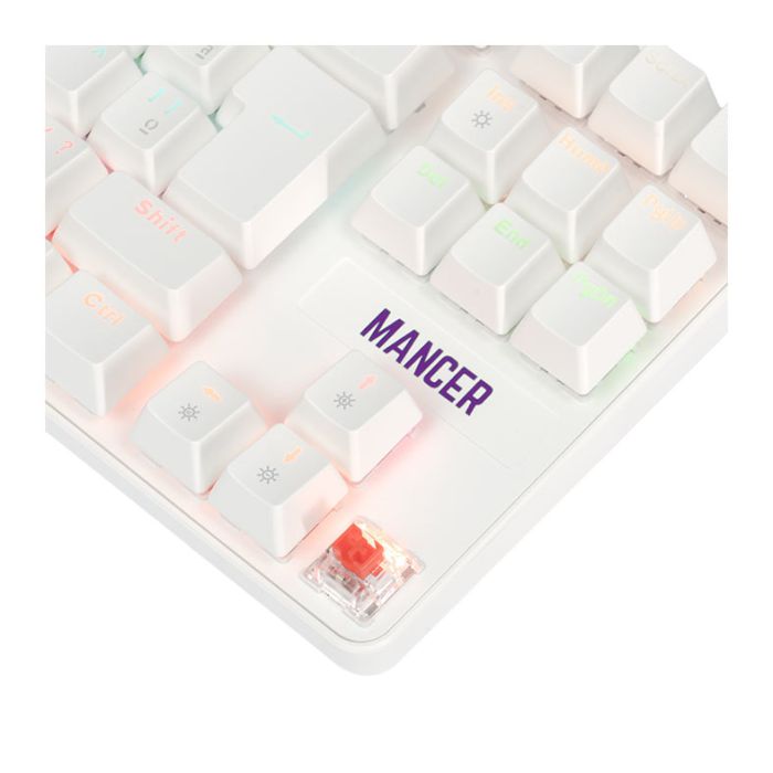 Teclado Mecanico Mancer Ghoul MK3, RGB, ABNT2, Switch Huano Vermelho, Branco, MCR-GHM3-WH01