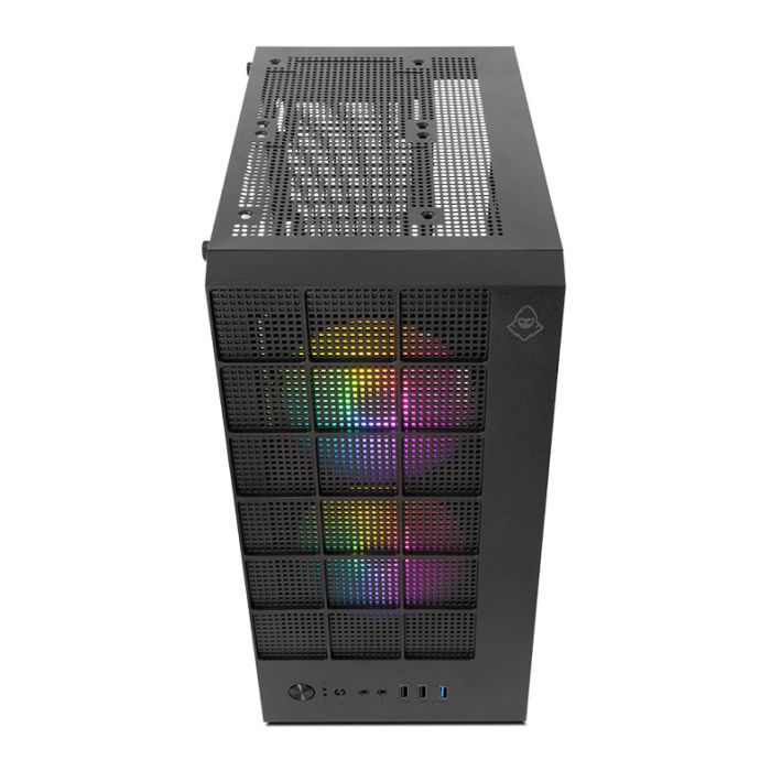 Gabinete Gamer Mancer Grimore, Mini-Tower, Lateral de Vidro, 2 Fans Rainbow, Preto, MCR-GRM-BK