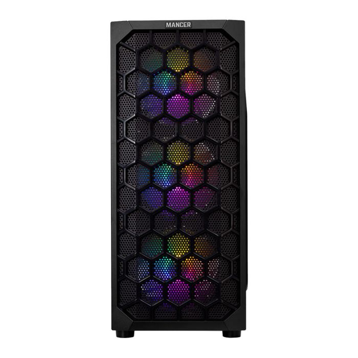 Gabinete Gamer Mancer Hexer, Rainbow, Mid-Tower, Lateral de Vidro, Com 3 Fans, Preto, MCR-HEX-RB01