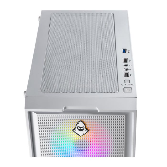 Gabinete Gamer Mancer Narok V2, Rainbow, Mid-Tower, Lateral de Vidro, Com 3 Fans, Branco, MCR-NRKWH-V2