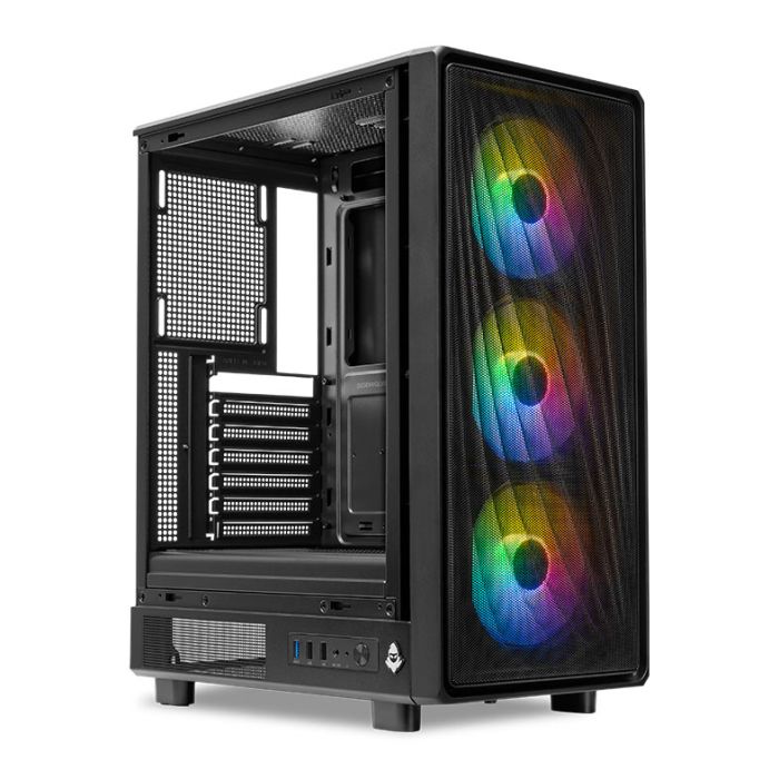 Gabinete Gamer Mancer Narok X, Mid-Tower, Lateral de vidro, Com 3 Fans, Preto, MCR-NRKX-BK3F