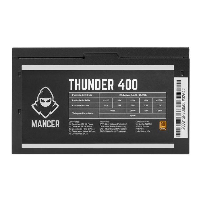 Fonte Mancer Thunder 400W Bronze 80 Plus, MCR-THR400-BL01