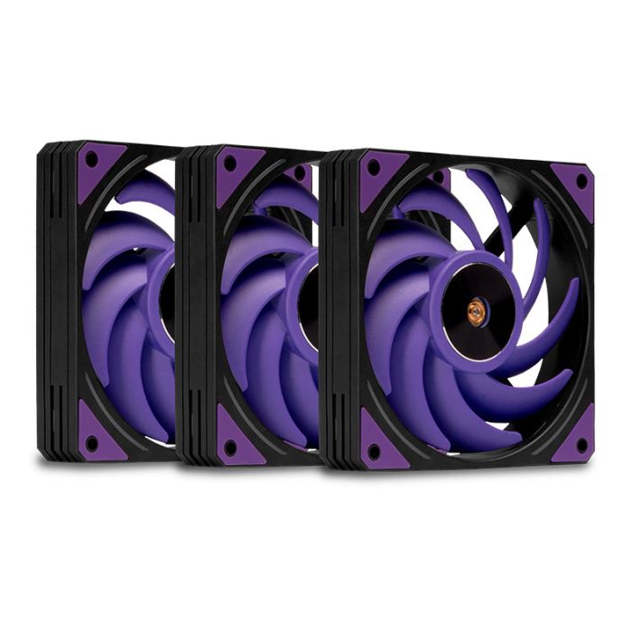 Kit Ventoinha Mancer Voltaic Purple Edition, 3x120mm, Preta, MCR-VTPB-BK01