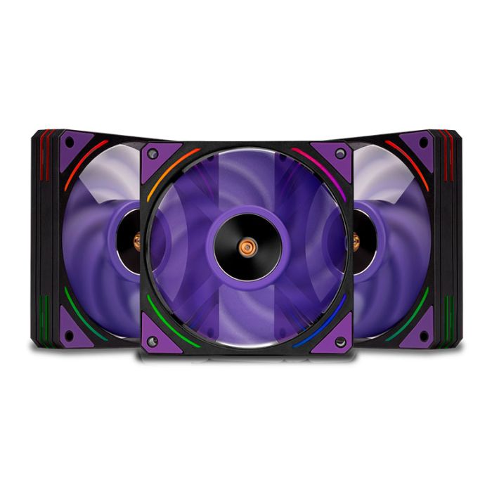 Kit Ventoinha Mancer Voltaic Purple Edition, 3x120mm, Preta, MCR-VTPB-BK01