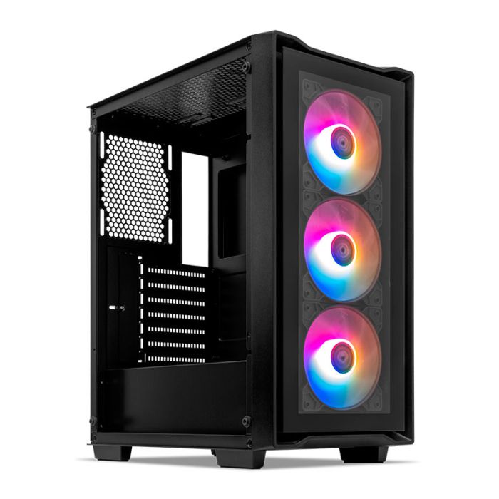 Gabinete Gamer Mancer Ward V2, Rainbow, Mid-Tower, Lateral De Vidro, Com 3 Fans, Preto, MCR-WRDV2-BK