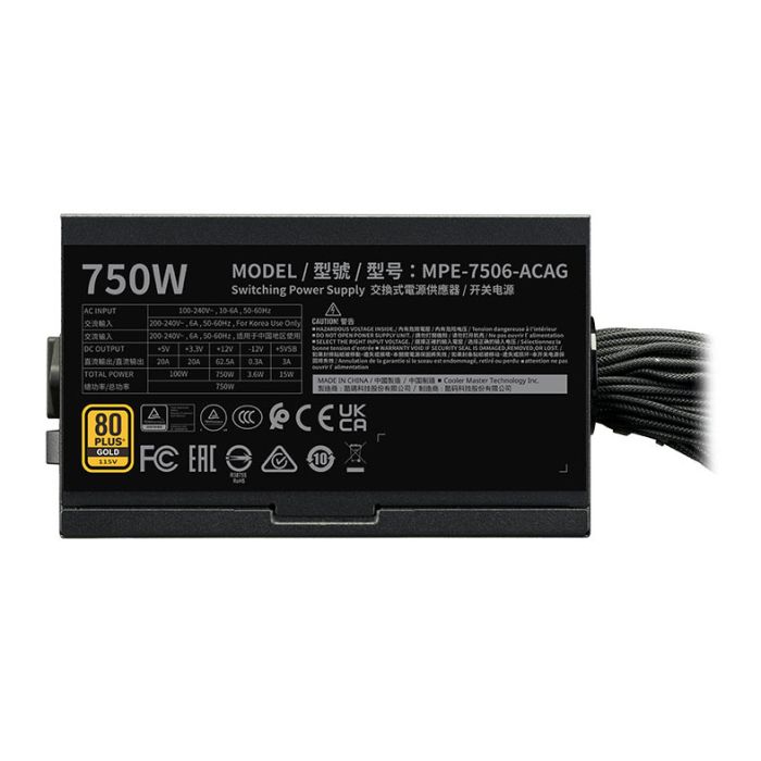 Fonte Cooler Master MWE Gold 750 V3, 750W, ATX 3.1, 80 Plus Gold, Preto, MPE-7506-ACAG-BBR