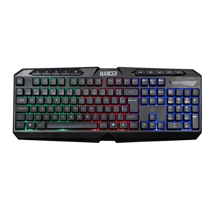 Combo Gamer Mancer ORC V2 4x1, Rainbow, Teclado ABNT2, Mouse 6400DPI, Mousepad Pequeno, Headset Drivers 40mm, MRC-ORC2-RBW01