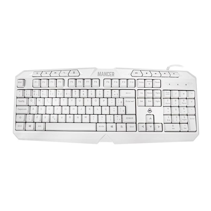 Combo Gamer Mancer ORC V2 4x1, Rainbow, Teclado ABNT2, Mouse 6400DPI, Mousepad Pequeno, Headset Drivers 40mm, Branco, MRC-ORC2-WH01