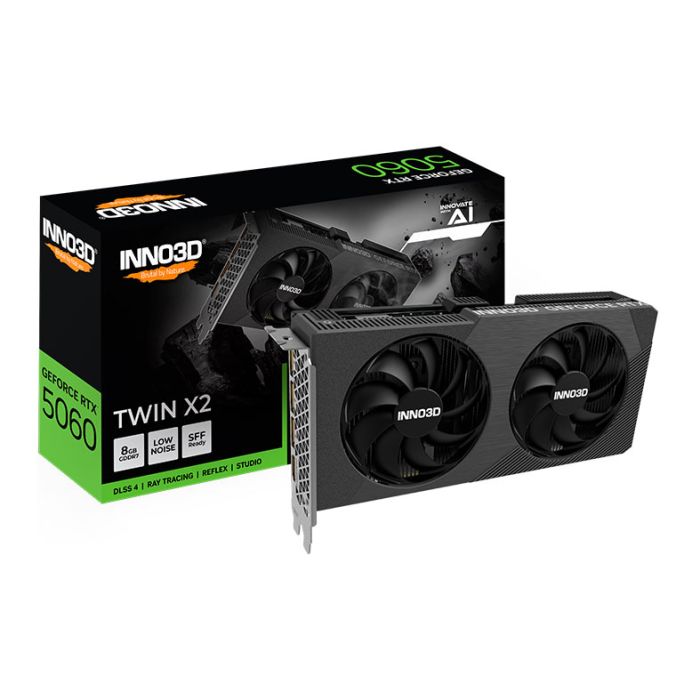 Placa de Video INNO3D GeForce RTX 5060 Twin X2, 8GB, GDDR7, 128-bit, N50602-08D7-195071N-NAC