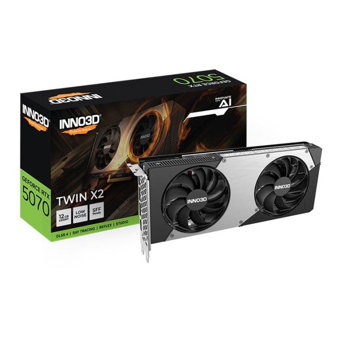 Placa de Video INNO3D GeForce RTX 5070 Twin X2, 12GB, GDDR7, 192-bit, N50702-12D7-195064N