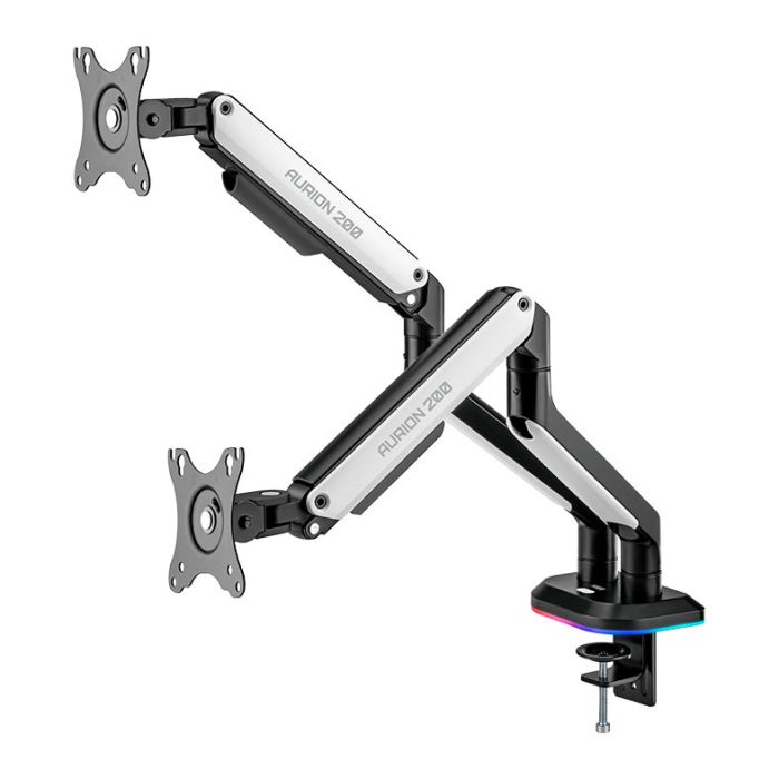 Suporte Articulado Para Dois Monitores Pichau Aurion 200, RGB, 17 Pol. a 32 Pol., Preto e Branco, PG-AUR200-RGB01