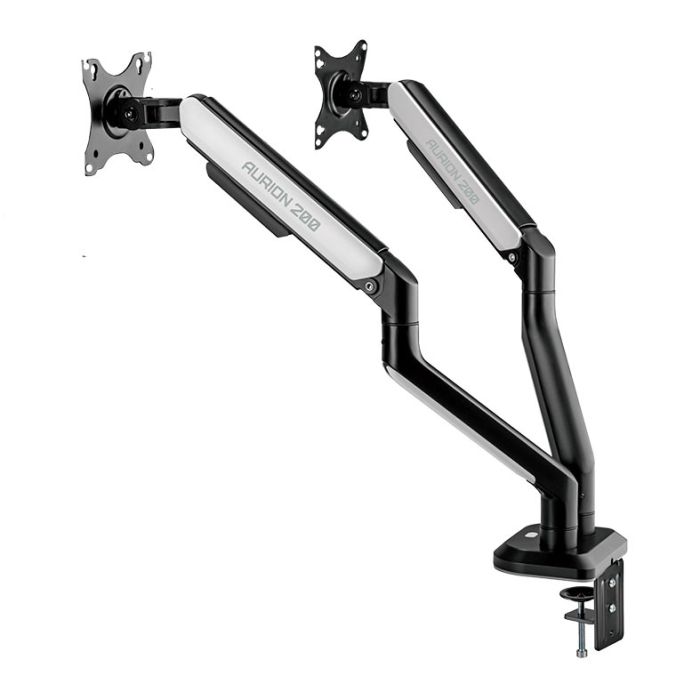 Suporte Articulado Para Dois Monitores Pichau Aurion 200, RGB, 17 Pol. a 32 Pol., Preto e Branco, PG-AUR200-RGB01