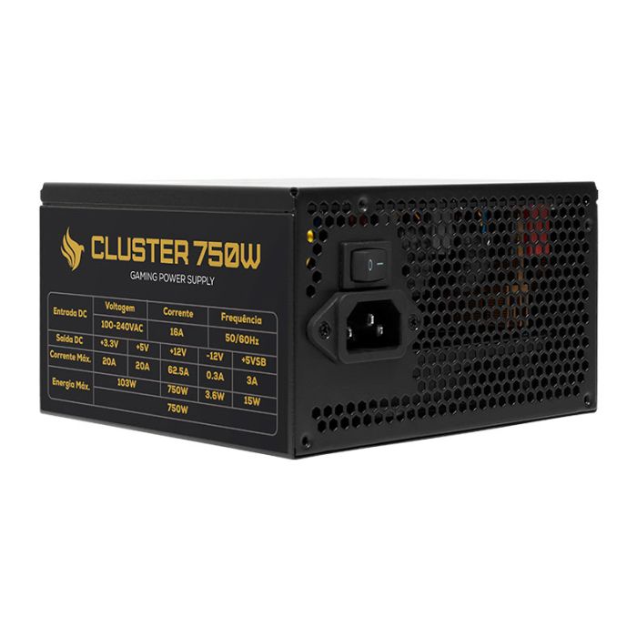 Fonte Pichau Cluster, 750W, PCIe 5.0, Full Modular, Cybenetics Gold, Preto, PG-CL750-BK01