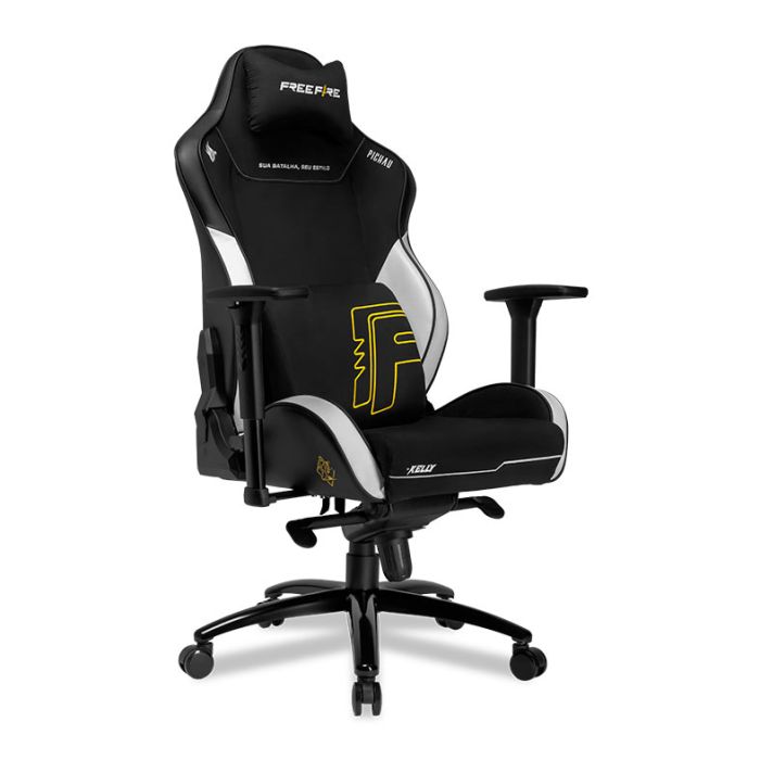 Cadeira Gamer Pichau Omega S Freefire Kelly, Espuma Moldada, Braco 3D, Preto e Branco, PG-FF-KELLY