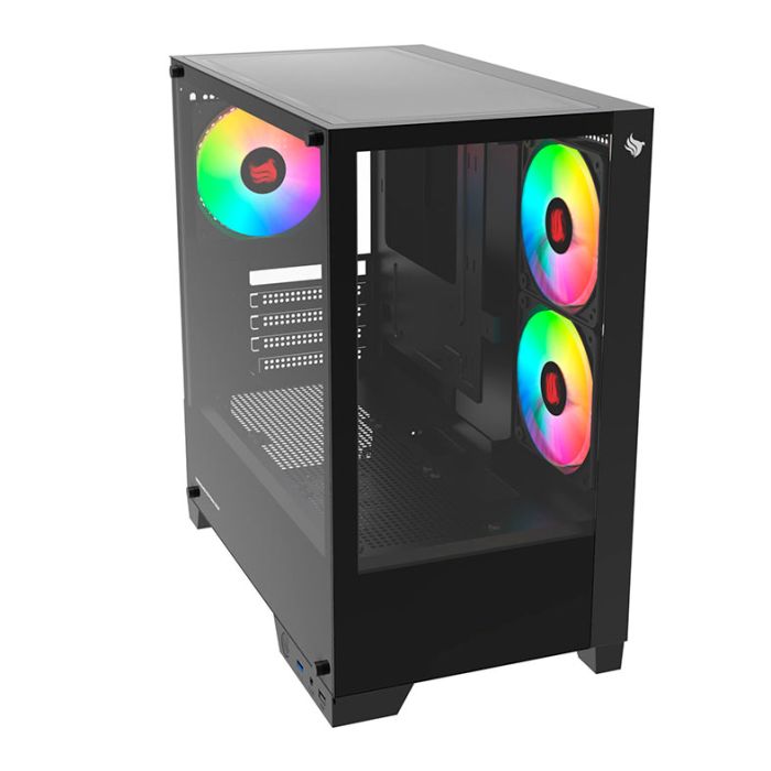 Gabinete Gamer Pichau Magpie 4XB, Mini-Tower, Lateral de Vidro, Com 3 Fans, Preto, PG-MAG4XB-BK3F