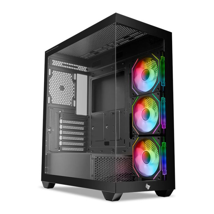 Gabinete Gamer Pichau Pouter 4B, Mid-Tower, Lateral de Vidro, Com 3 Fans, Preto, PG-PO4B-BK-3F