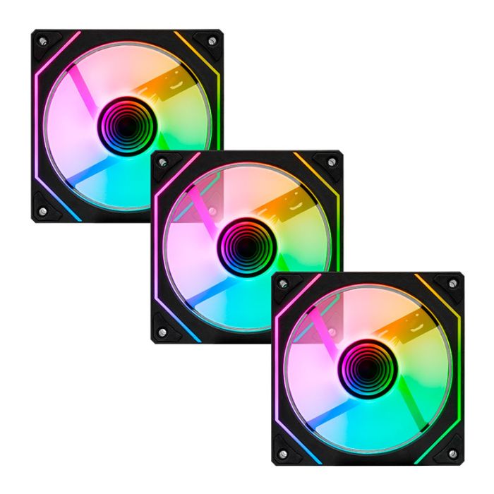 Kit Ventoinhas Pichau Wave P1, ARGB, 3x120mm + Controladora, Preto, PG-WPRGB-BK01