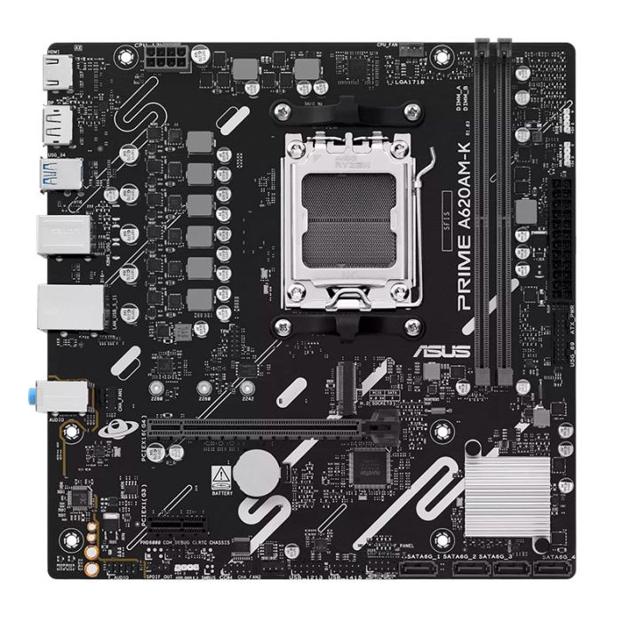 Placa Mae Asus Prime A620AM-K, DDR5, Socket AMD AM5, M-ATX, Chipset AMD A620A, PRIME-A620AM-K
