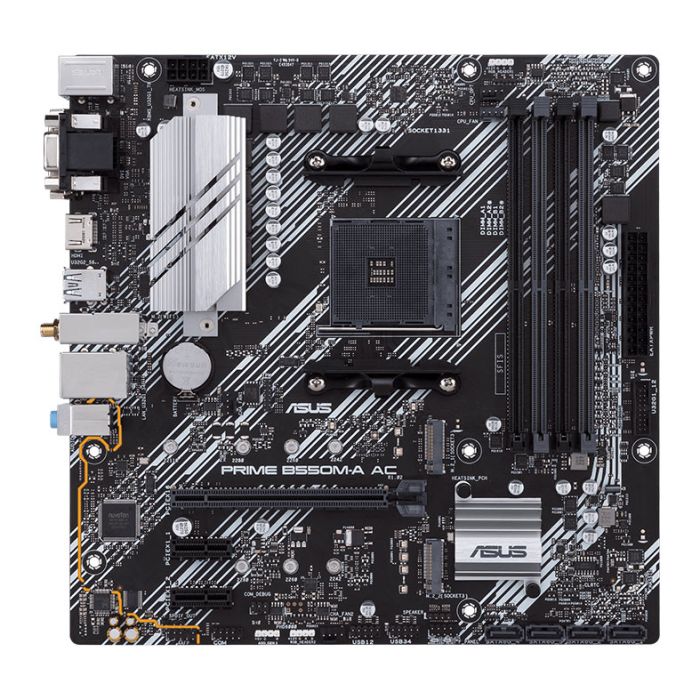 Placa Mae Asus PRIME B550M-A AC, Wifi, DDR4, Socket AM4, M-ATX, Chipset AMD B550, PRIME-B550M-A-AC