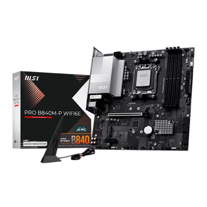 Placa Mae MSI Pro B840M-P WiFi6E, DDR5, Socket AMD AM5, M-ATX, Chipset AMD B840, PRO-B840M-P-WIFI6E