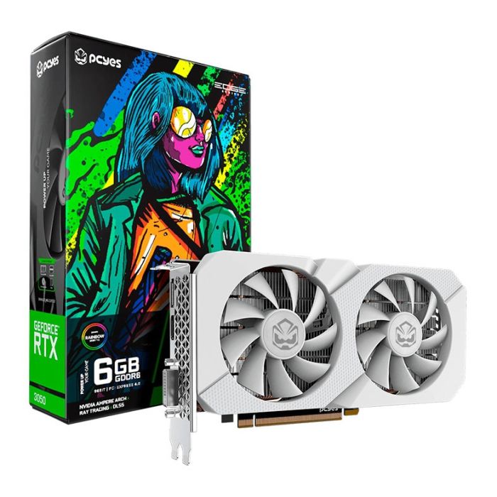 Placa de Video PCYes GeForce RTX 3050 Projeto Edge White, 6GB, GDDR6, 96-bit, PVRTX30506WTPE