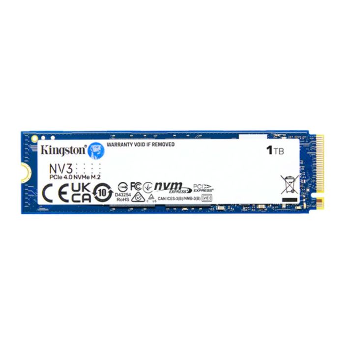 SSD Kingston NV3, 1TB, M.2 2280, PCIe NVMe, Leitura 6000MB/s, Gravacao 4000MB/s, SNV3S-1000G