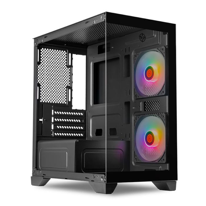 Gabinete Gamer TGT Gladiator, Rainbow, Mid-Tower, Lateral de Vidro, Com 2 Fans, Preto, TGT-GLD-BK