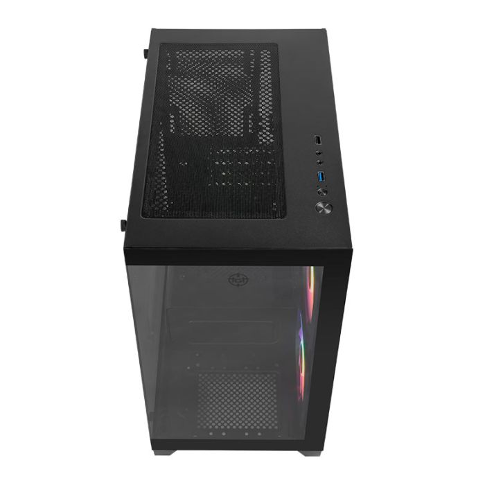 Gabinete Gamer TGT Gladiator, Rainbow, Mid-Tower, Lateral de Vidro, Com 2 Fans, Preto, TGT-GLD-BK