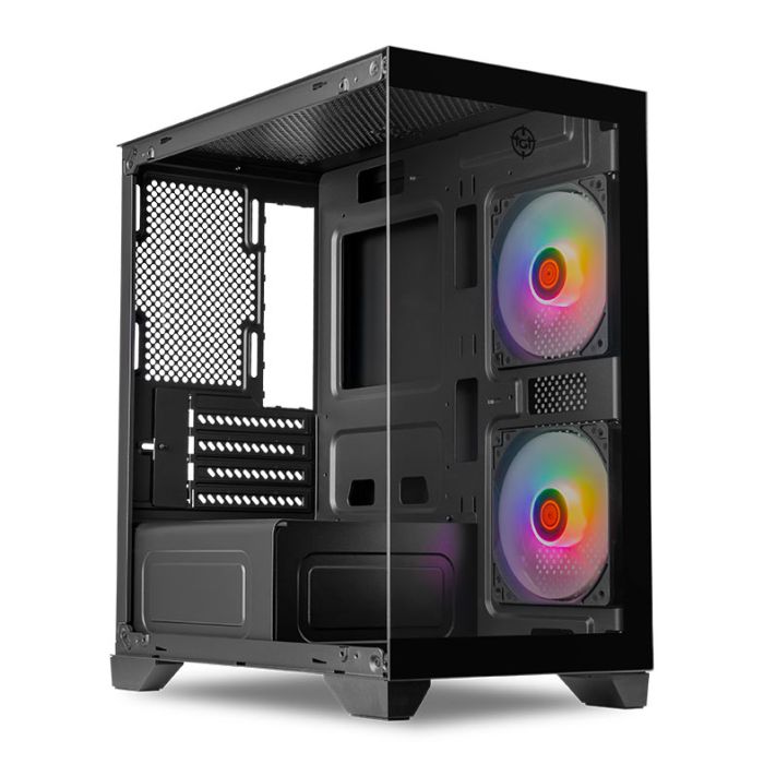 Gabinete Gamer TGT Gladiator, Rainbow, Mid-Tower, Lateral de Vidro, Com 2 Fans, Preto, TGT-GLD-BK