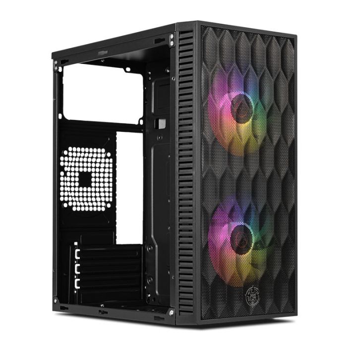 Gabinete Gamer TGT Jester V2, Rainbow, Mid-Tower, Lateral de Acrilico, Com 2 Fans, Preto, TGT-JSRV2-BKGF02