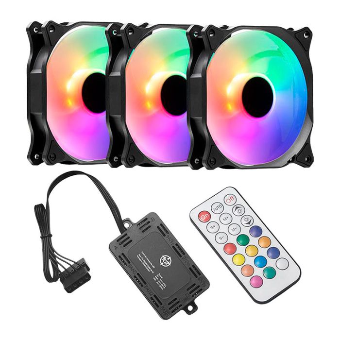 Kit Ventoinhas TGT Mirage, 3x120mm + Controladora, Led RGB, TGT-MRG120-RGB3