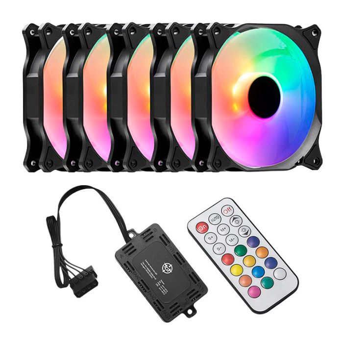 Kit Ventoinha TGT Mirage, 5x120mm + Controladora, Led RGB, TGT-MRG120-RGB5