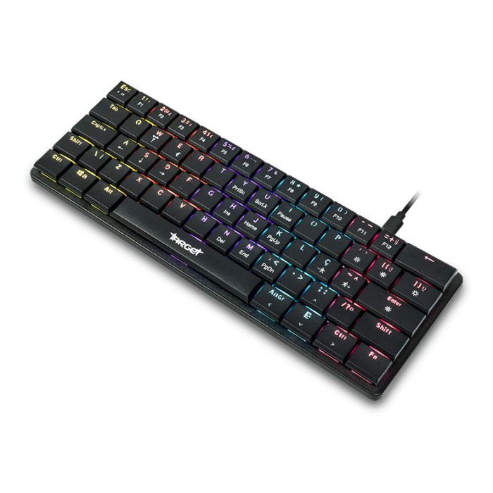 Teclado Mecanico TGT Sherman LP60, Rainbow, ABNT2, Switch Azul, Preto, TGT-SHLOW-RBW01