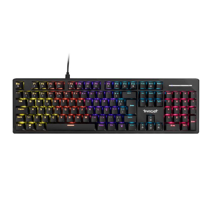 Teclado Mecanico TGT Sherman V3, Rainbow, ABNT2, Switch Huano Azul, Preto, TGT-SHR-RBW03