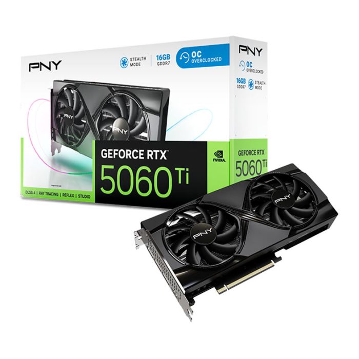 Placa de Video PNY GeForce RTX 5060 Ti Dual OC, 16GB, GDDR7, 128-bit, VCG5060T16DFXPB1-O-NAC