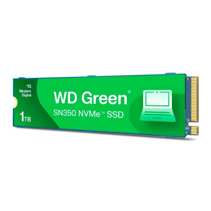 SSD WD Green SN350, 1TB, M.2 2280, PCIe NVMe, Leitura 2400 MB/s, Gravacao 1850 MB/s, WDS100T2G0C
