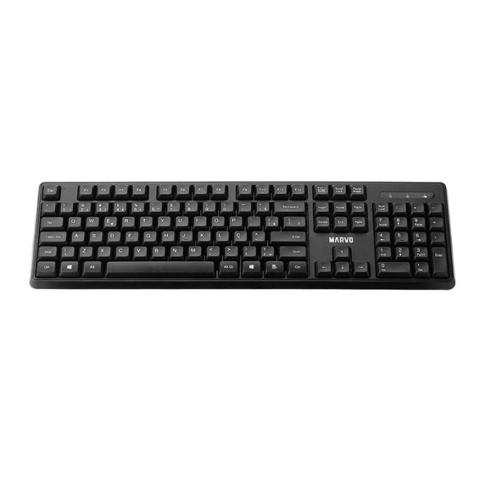 Kit Teclado e Mouse Marvo WS005, ABNT2, 1600PI, Wireless, Preto, WS005-BK-PT