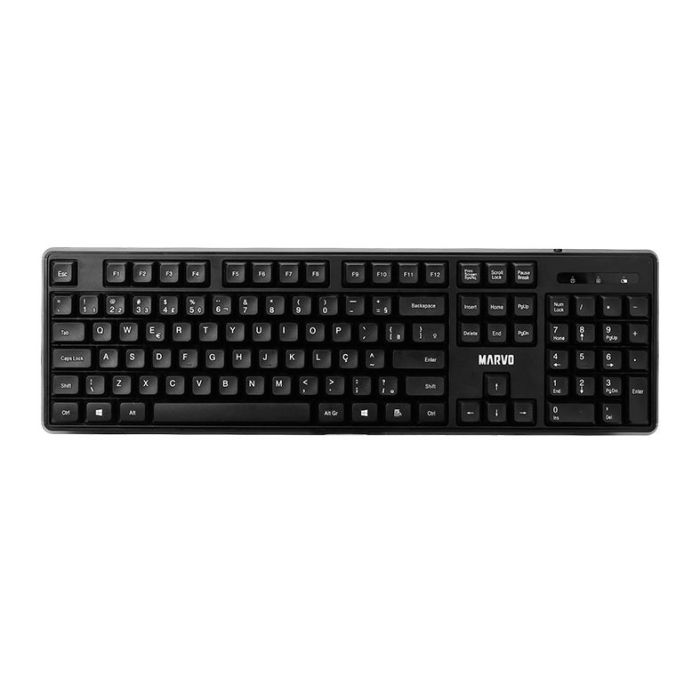 Kit Teclado e Mouse Marvo WS005, ABNT2, 1600PI, Wireless, Preto, WS005-BK-PT