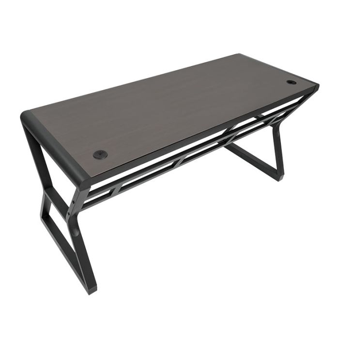 Mesa Para Escritorio Zinnia Aurea A160, Tampo de Madeira, 160cm, Carvalho Grafite, ZNO-ARA-WOD