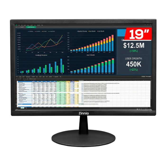 Monitor Zinnia Delfos DF19, 19 Pol, TN, HD, sRGB 95, 75Hz, VGA/HDMI, ZNO-DFO19-BL01