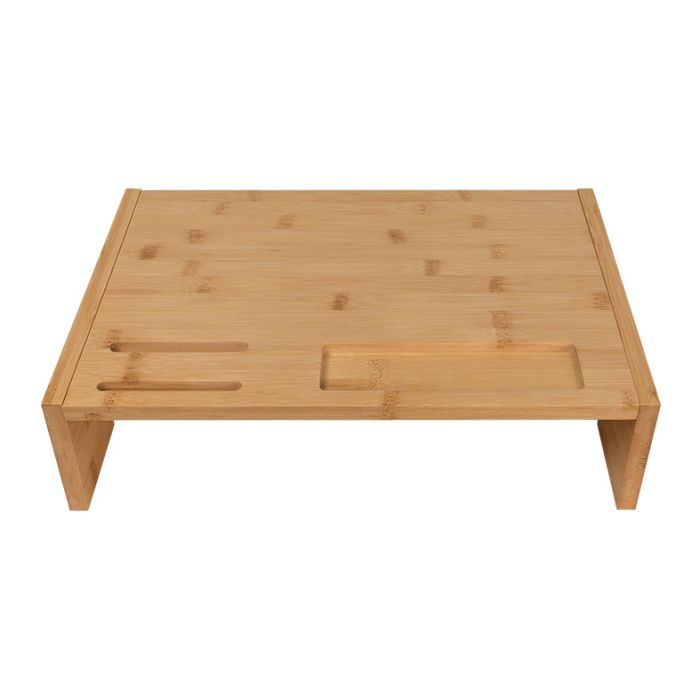 Base de Mesa Para Notebook ou Monitor Zinnia, Com Organizador, Bambu, ZNO-ONM2-NT