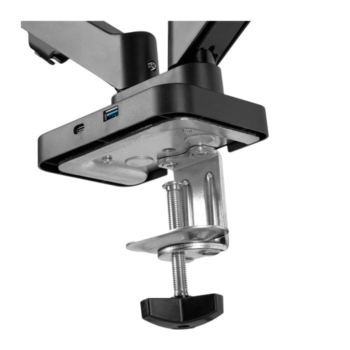 Suporte Articulado Para Dois Monitores Zinnia Nimbo 210, 13 Pol a 32 Pol, Pistão a Gás, USB 3.0 / USB-C, Preto, ZNO-USB210-BL01-V2