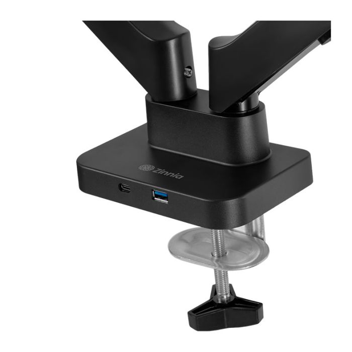 Suporte Articulado Para Dois Monitores Zinnia Nimbo 210, 13 Pol a 32 Pol, Pistão a Gás, USB 3.0 / USB-C, Preto, ZNO-USB210-BL01-V2