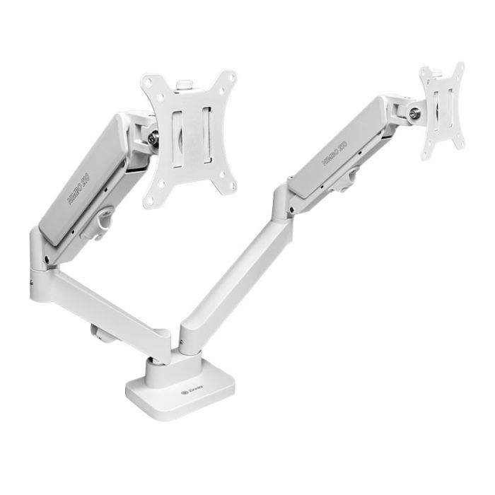 Suporte Articulado Com Pistao a Gas Para Dois Monitores Zinnia Nimbo 210, 13 Pol. a 32 Pol., Branco, ZNO-ZNNBO210-WH01