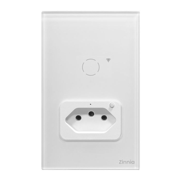 Interruptor Smart com Tomada Zinnia, 10A, 50/60Hz, Branco, ZNS-IT1-WH01